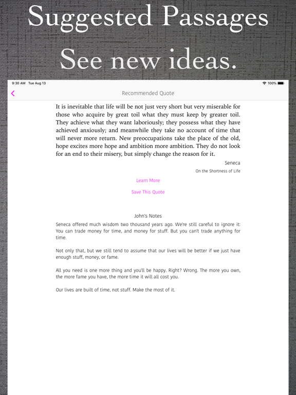 Passages Quote Journal iPad screenshot 3 - Book app