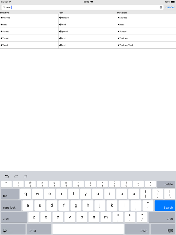 Screenshot #5 pour English Irregular Verbs List
