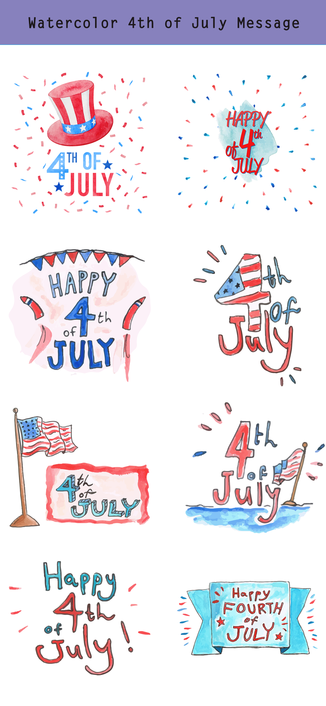 4th of July - Watercolor Pack