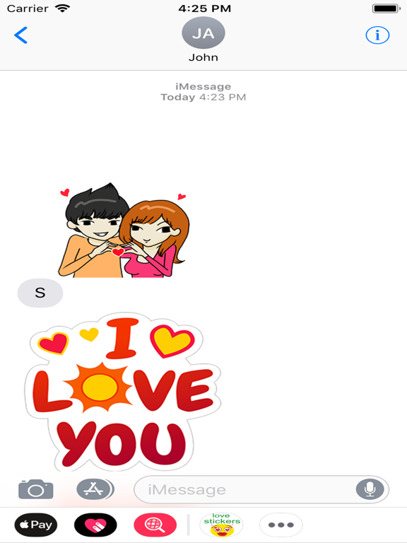 love you stickers iPad screenshot