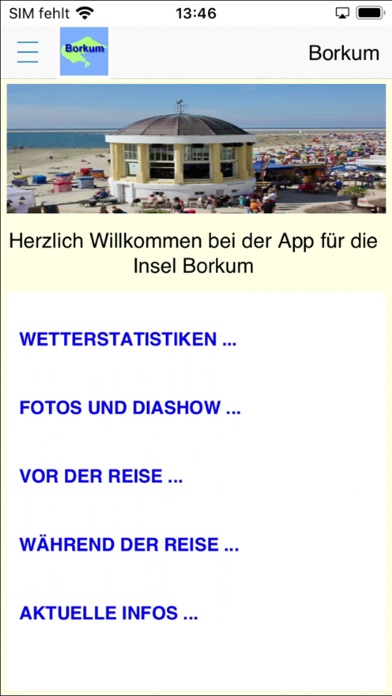 Borkum Urlaubs App Screenshot