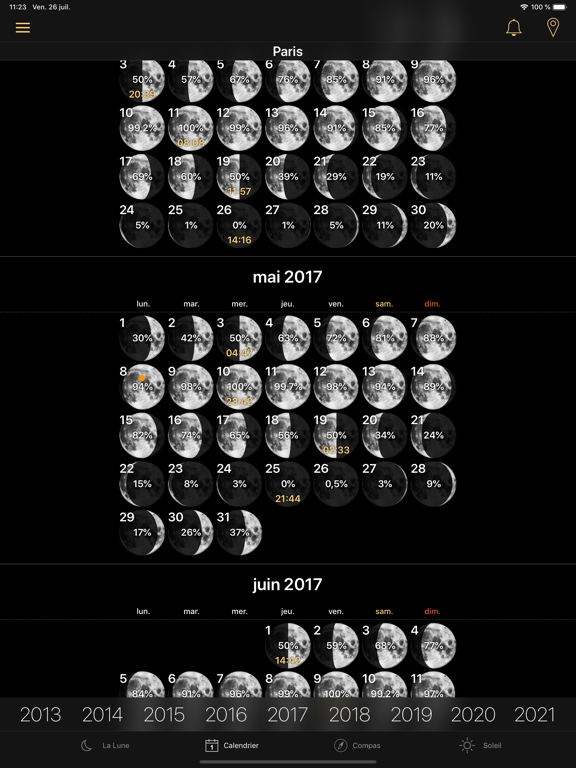 Screenshot #4 pour Phases de la lune + calendrier