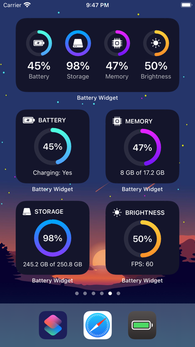 Screenshot #1 pour Battery Widget: CPU Disk Usage