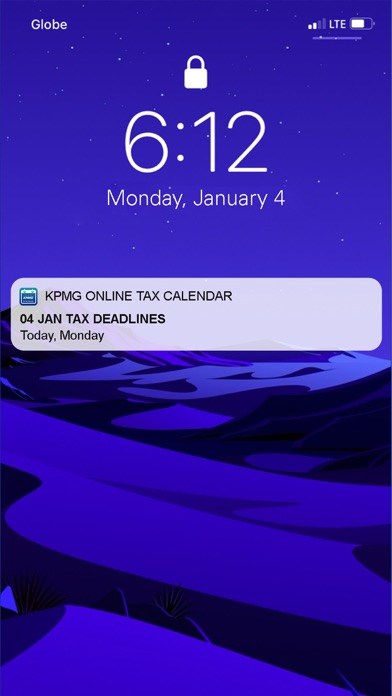 KPMG Online Tax Calendar Screenshot