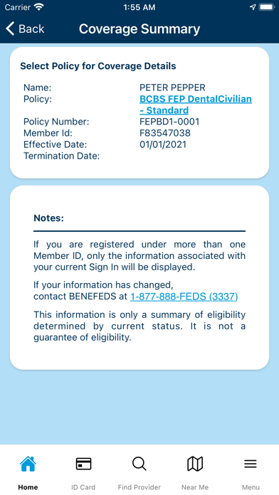 BCBS FEP Dental Screenshot