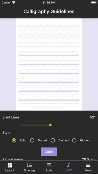 Calligraphy Guidelines Screenshot