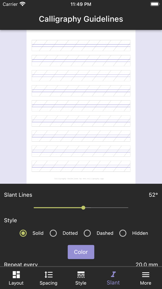 #7. Calligraphy Guidelines (iOS) Podle: Vladislava Rudetskaia