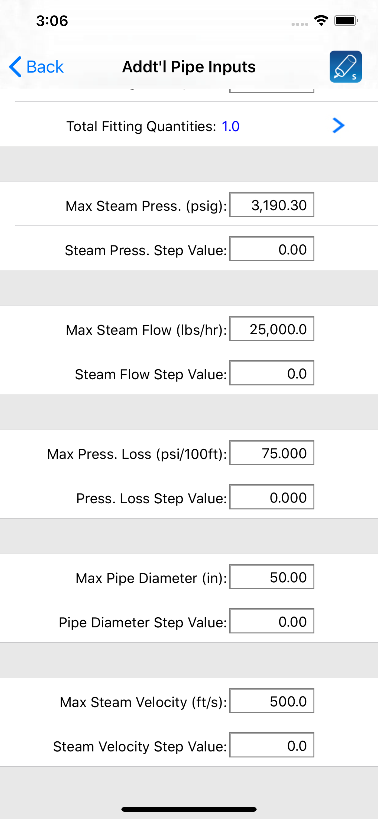 HVAC Pipe Sizer - Steam