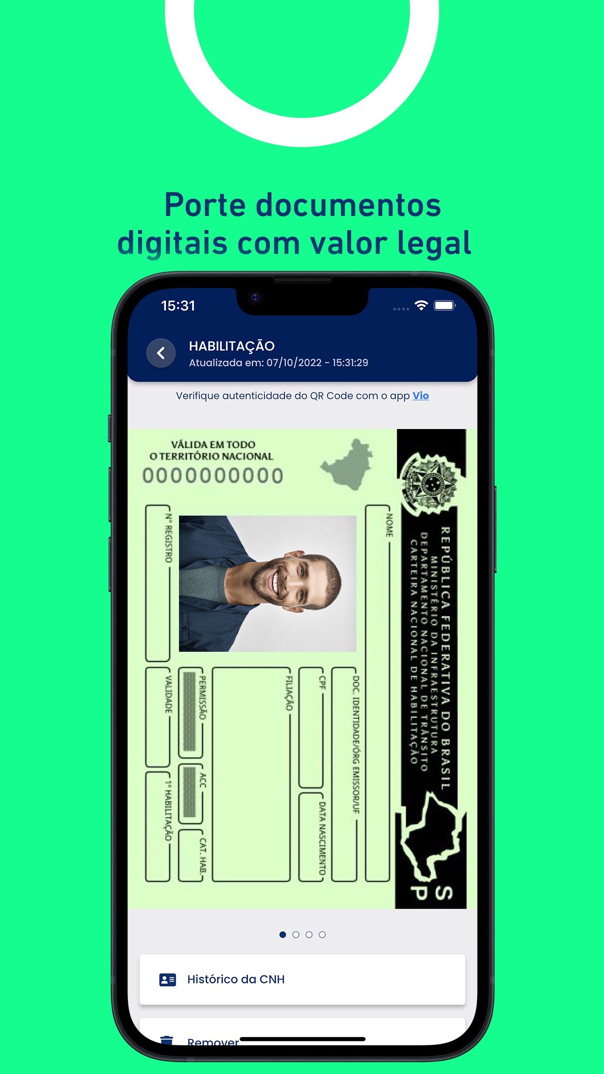 Screenshot do app Carteira Digital de Trânsito