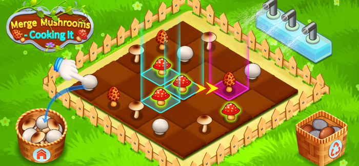 Merge Mushrooms Cooking It