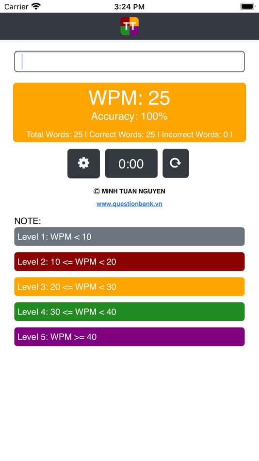 #6. TYPING TEST by QuestionBank (iOS) Podle: Minh Nguyen Tuan
