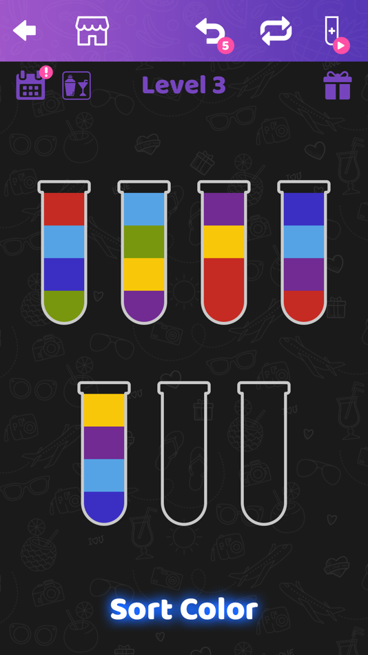 #2. Water Puzzle: Cocktail Sort (iOS) 由: Svn