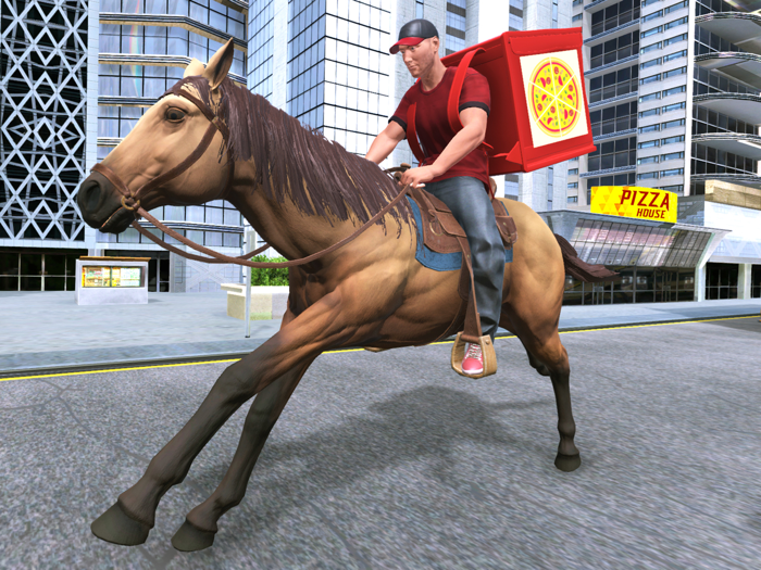 Horse Pizza Delivery Boy