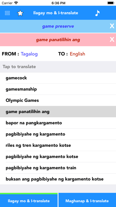 Tagalog to English Translator Screenshot