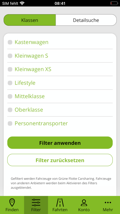 Grüne-Flotte-Carsharing Screenshot