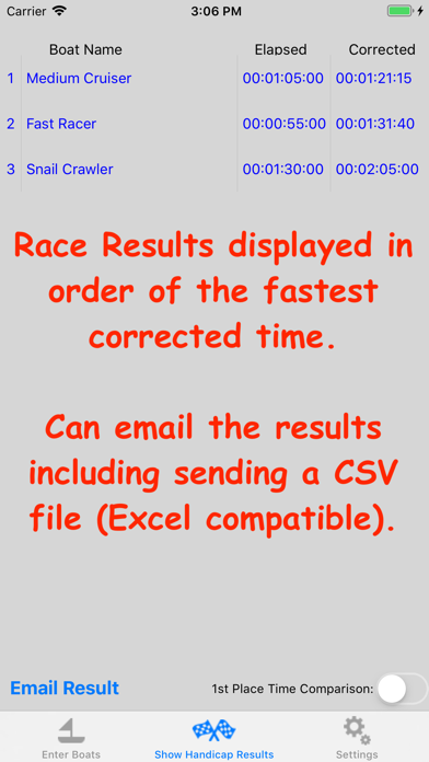 Sailing Handicap Calculator Screenshot