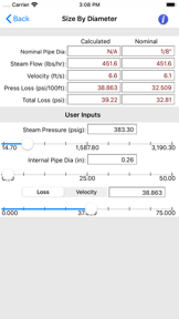 HVAC Pipe Sizer - Steam screenshot
