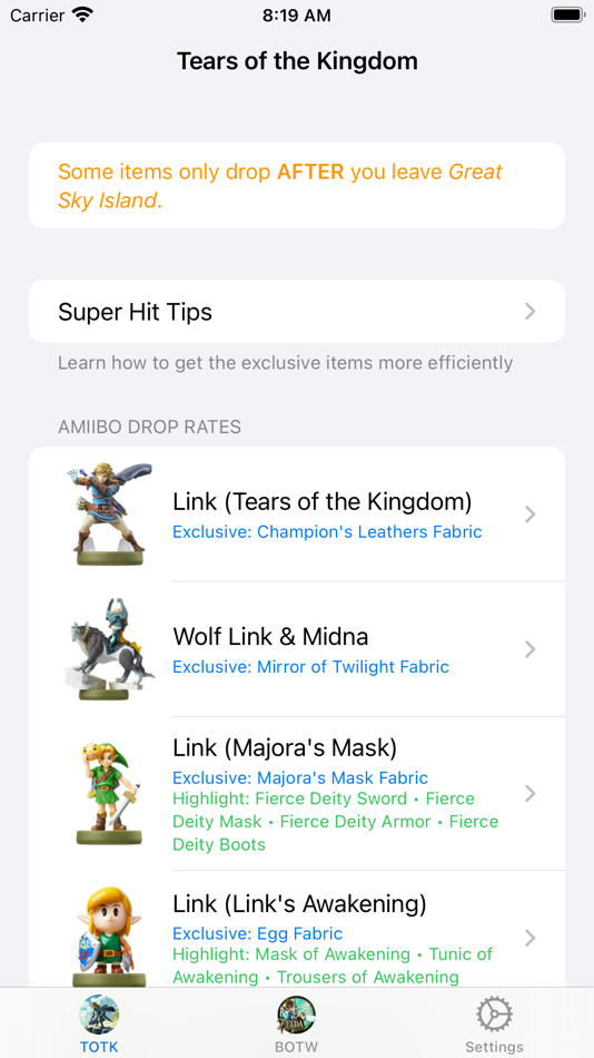 #1. Amiibo Guide – TOTK, BOTW, EOW (iOS) 来自: Actowise LLC