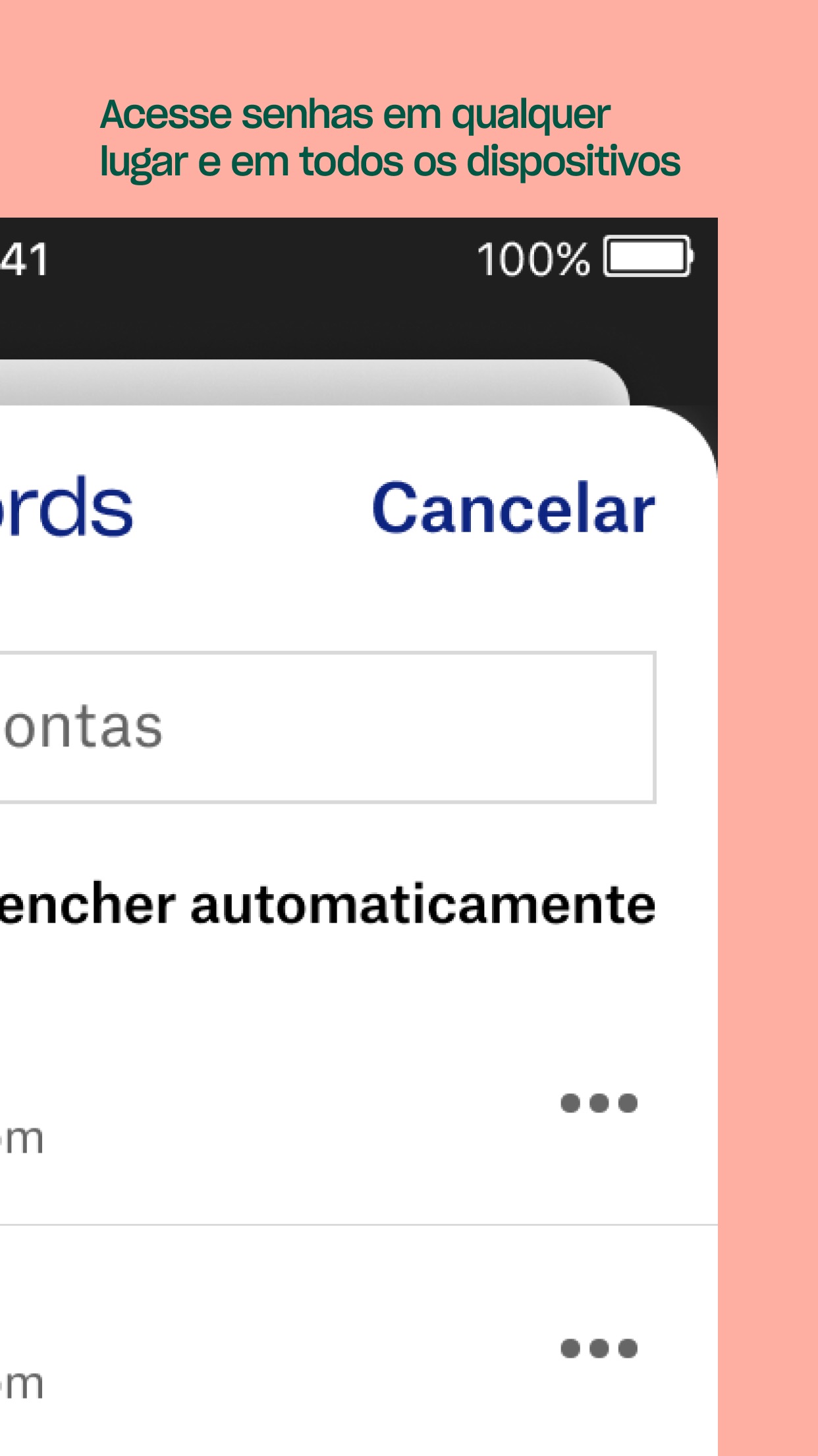 Screenshot do app Dropbox Passwords - Gerente