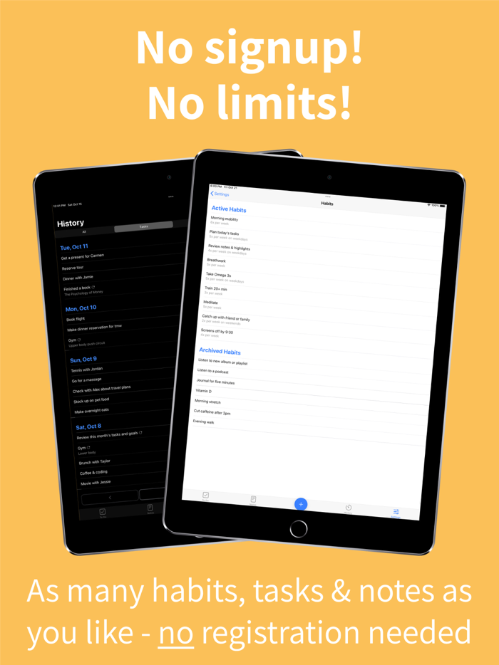 Motidayt Habits Tasks Goals