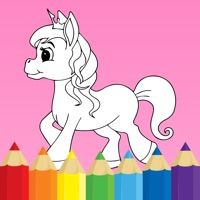 Coloring book Unicorn and Horses