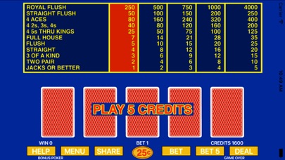 Bonus Video Poker - Poker Game Screenshot