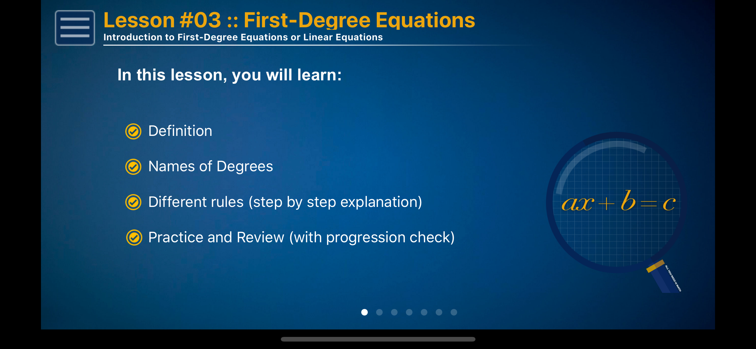 First Degree Equation (ax+b=c) screenshot 4