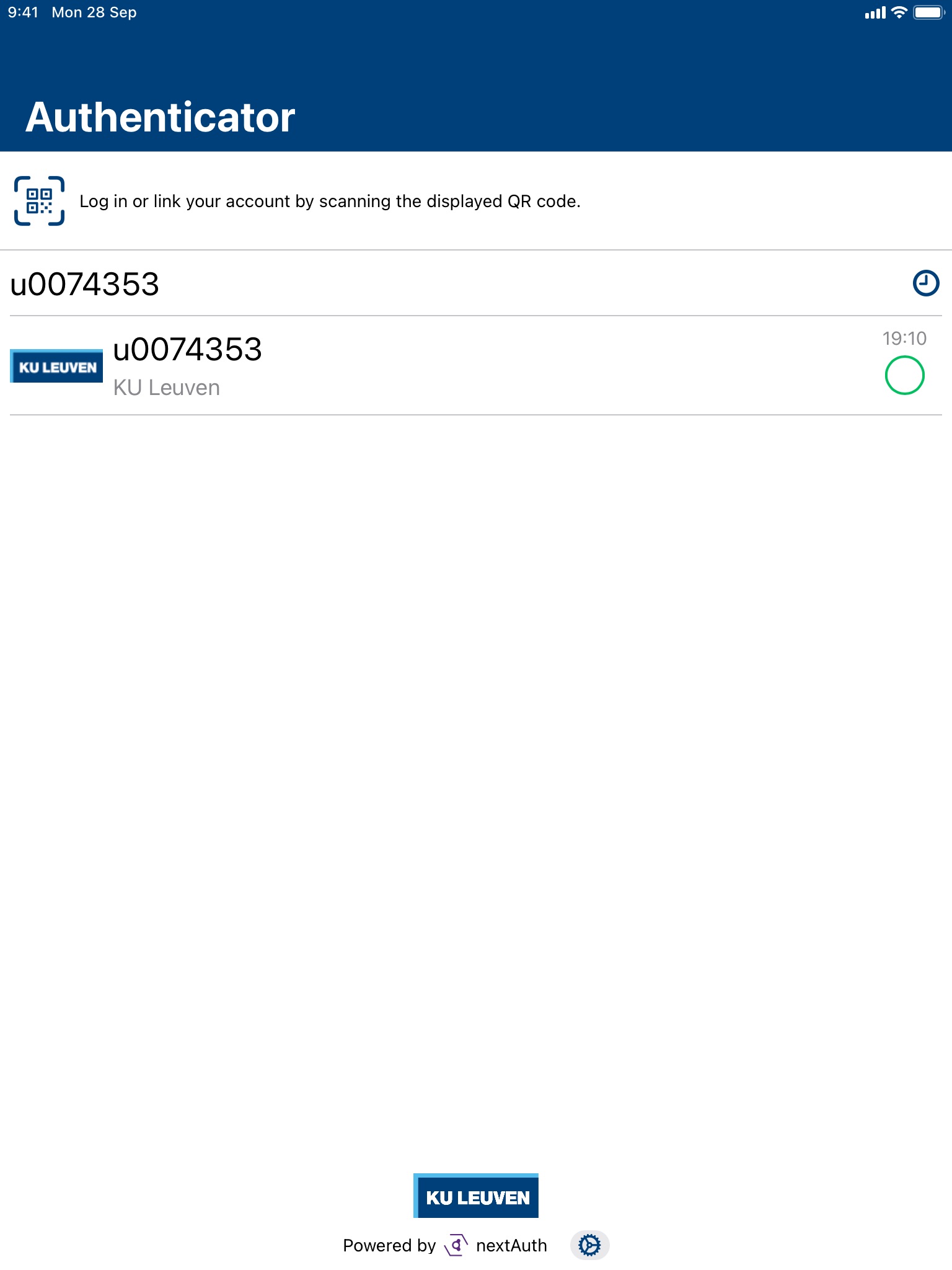 KU Leuven Authenticator screenshot 2