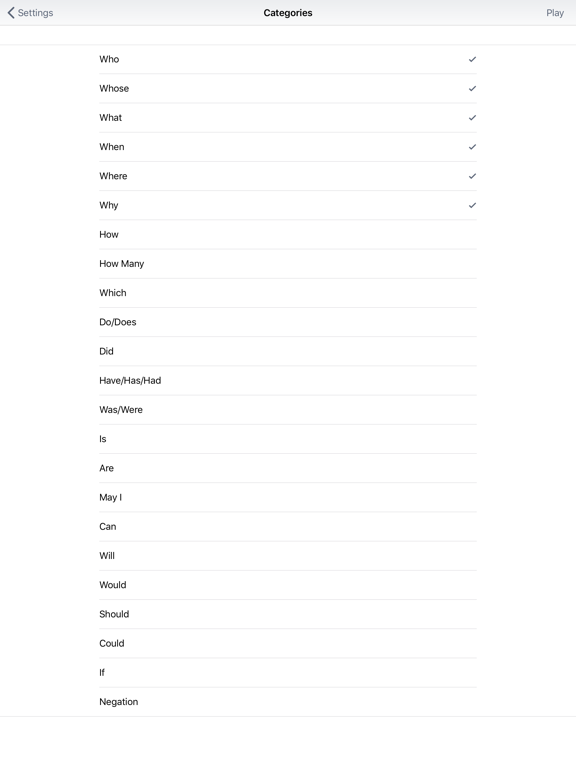 Who, What, When, Where, Why iPad screenshot