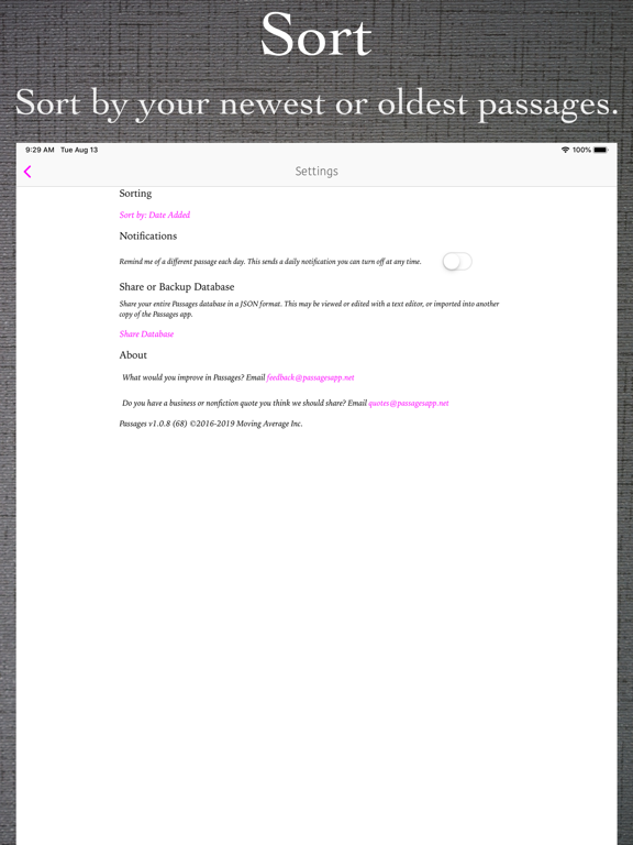Passages Quote Journal iPad screenshot 4 - Book app