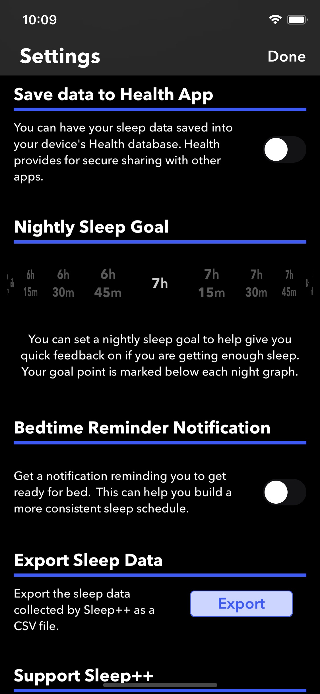 Screenshot do app Sleep++