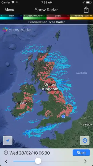 Capture d'écran de UK Snow Radar sur iPhone 1