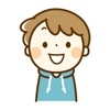Energetic boy sticker icon
