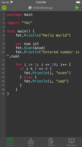 Go Programming Compiler screenshot