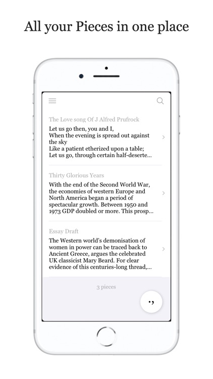 Pieces Minimalist Writing