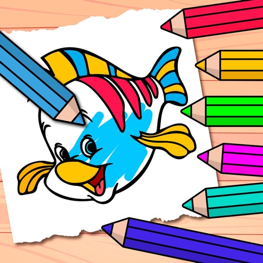 Kids drawing fun coloring book icon