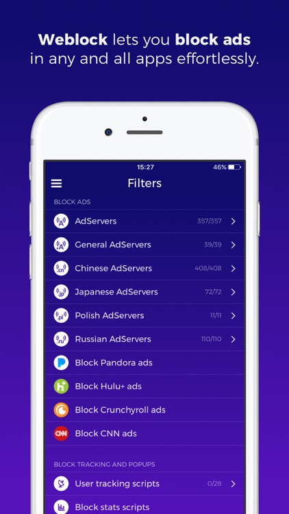Weblock - ad blocker for apps and websites screenshot-0