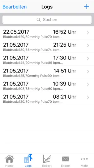Screenshot von Blutdruck+Puls Grapher Lite auf dem iPhone 2