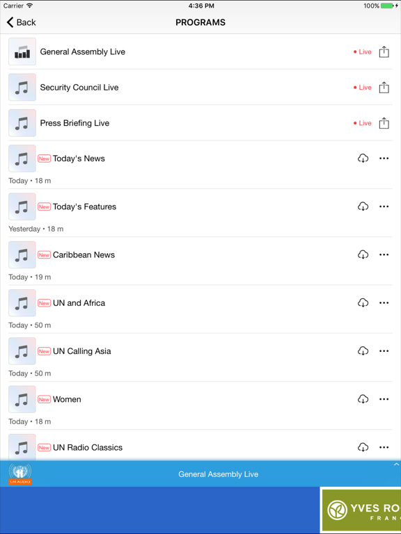 UN Audio Channels iPad screenshot 4 - News app