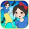 The fairy princess Snow White is wearing her best dress from the wardrobe because she is going to dance in the royal dancing party
