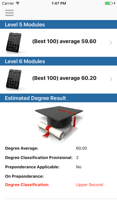 UWL Honours Calculator app screenshot 2