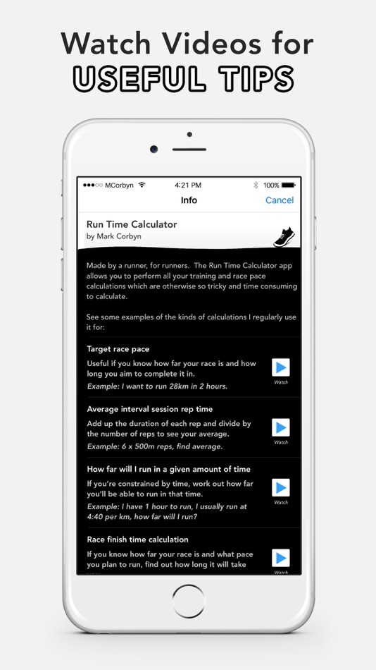 #5. Corbyn Running Calculator - A run time calculator (iOS) 由: Mark Corbyn