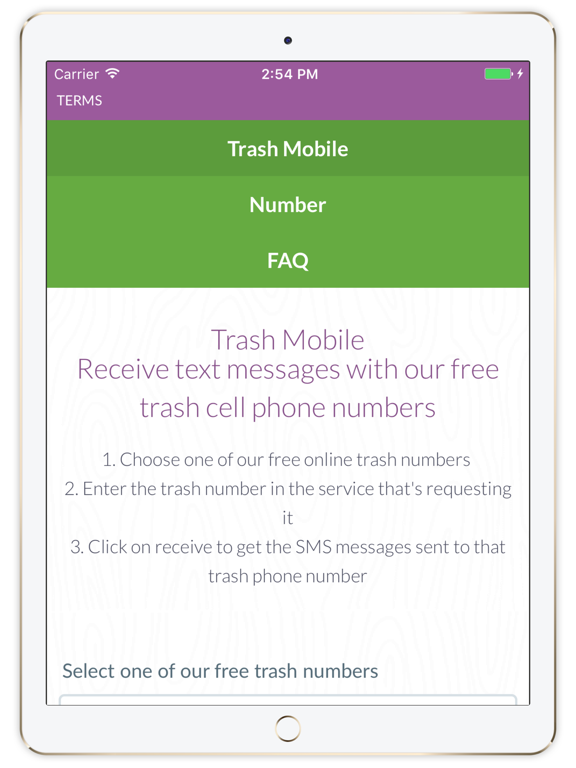 Trash Mobile - Receive text messages online