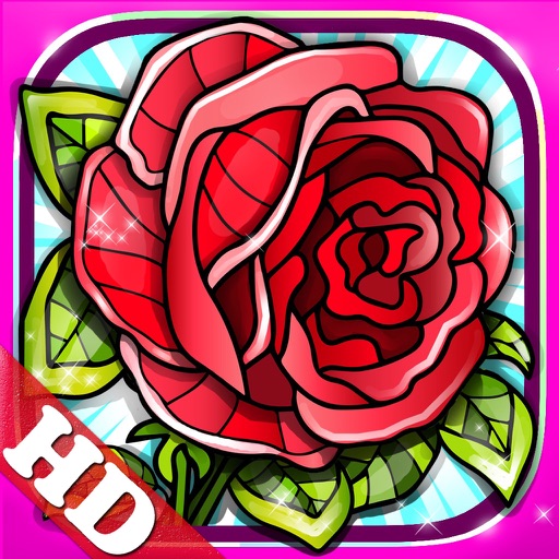 Flowers Coloring Pages for Adults Mandala Red Rose by ROMAN