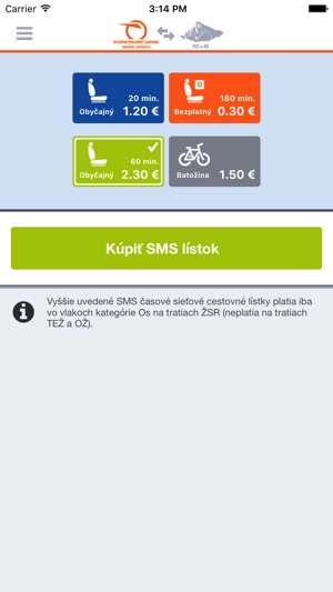 ZSSK SMS lístok on the App Store