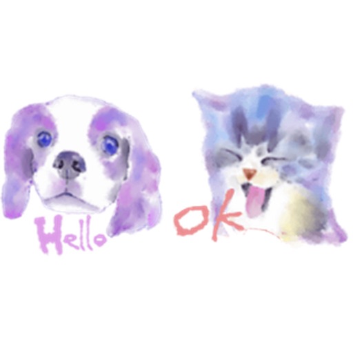 Adorable Dog And Cat - Watercolor Emoji Stickers