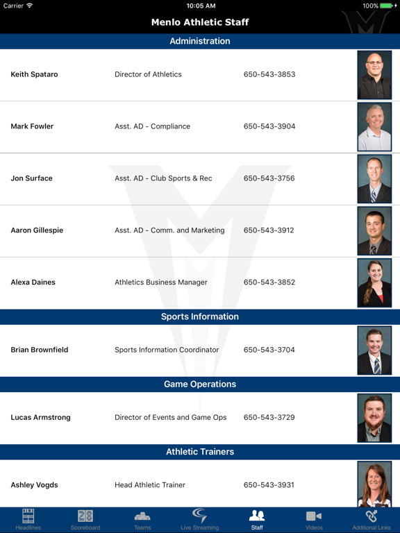 Menlo College Athletics iPad screenshot 5 - Sports app