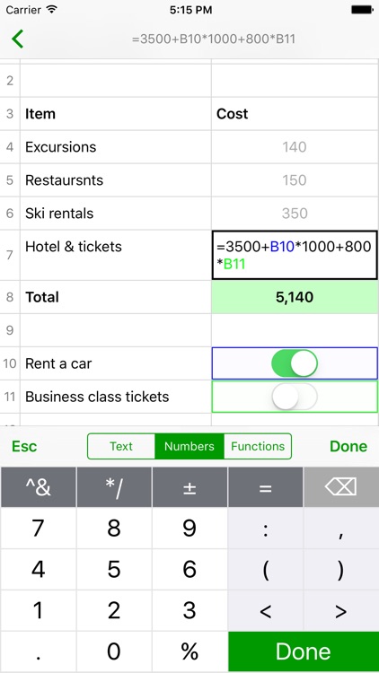 Notes.xls tiny spreadsheet for budgets & expences screenshot-0