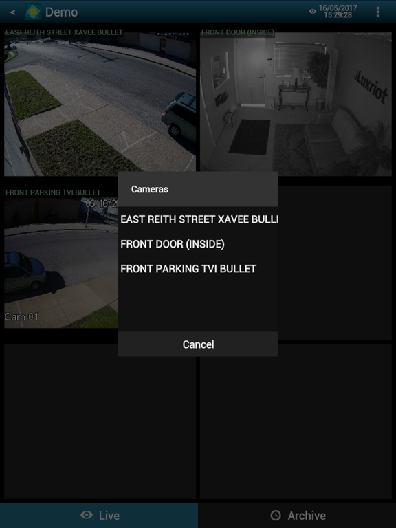 Luxriot Mobile iPad screenshot
