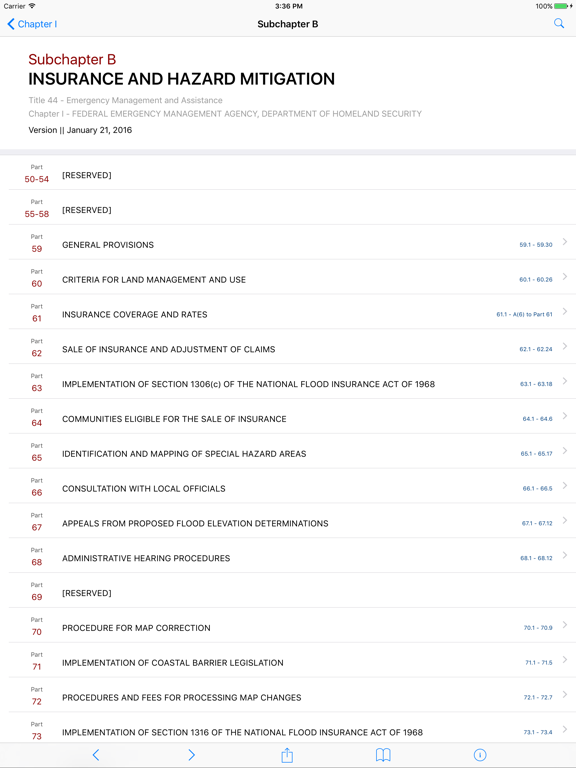 44 CFR - Emergency Management and Assistance (Law) iPad screenshot